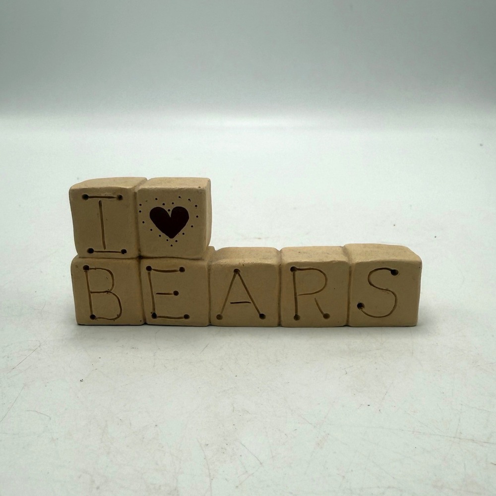 Vintage 1990 Gail Laura I Heart Bears Clay Block Figurine Handcrafted Folk Art